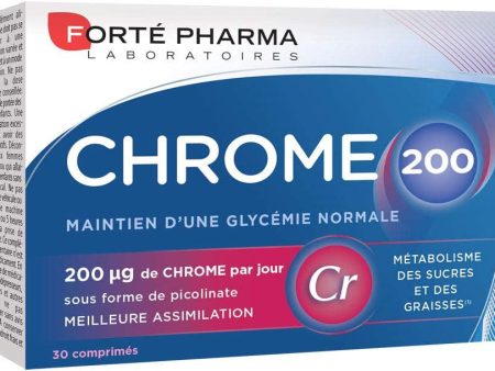 Forté Pharma - Chrome 200, Suplemento dietético adelgazante basado en cromo - Mantenimiento de azúcar en la sangre, 30 tabletas Embalaje Deteriorado Fashion