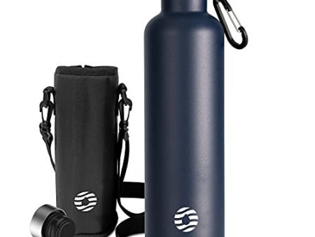 Feijian Botella de Agua Acero Inoxidable, Botella Termica Reutilizable con mosquetón, sin BPA, a prueba de fugas, para Bicicleta, Ciclismo, Gimnasio, 1000ML, Azul Reacondicionado Hot on Sale