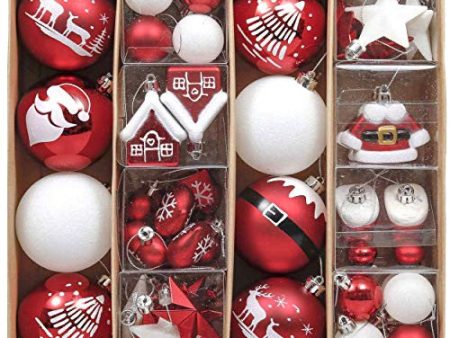 Valery MADELYN 50Pcs Bolas de Navidad de 3-5cm, Adornos de Navidad para Arbol, Bolas Navideños Inastillable Plástico de Rojo y Blanco, Regalos de Colgantes de Navidad (Tradicional) Reacondicionado Online Sale