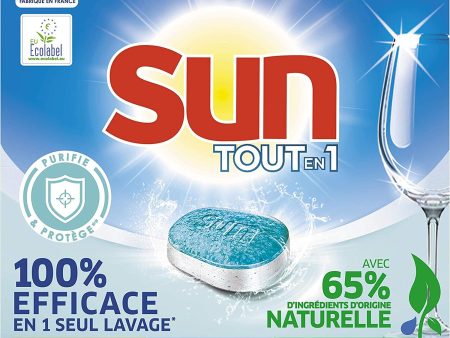 Sun - Tabletas para lavavajillas (purifica y protege, ecológica, eficaz en 1 solo lavado, fabricado en Francia, 48 lavados Embalaje Deteriorado For Discount